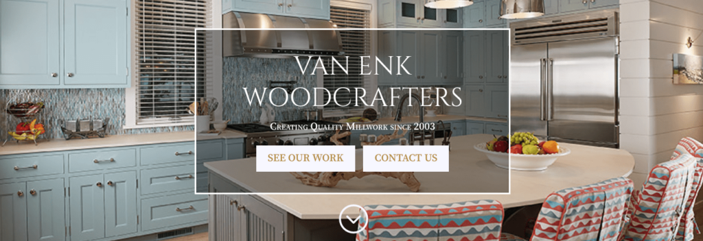 The full screen image of Van Enk, woodcrafting websites by Valorous Circle.
