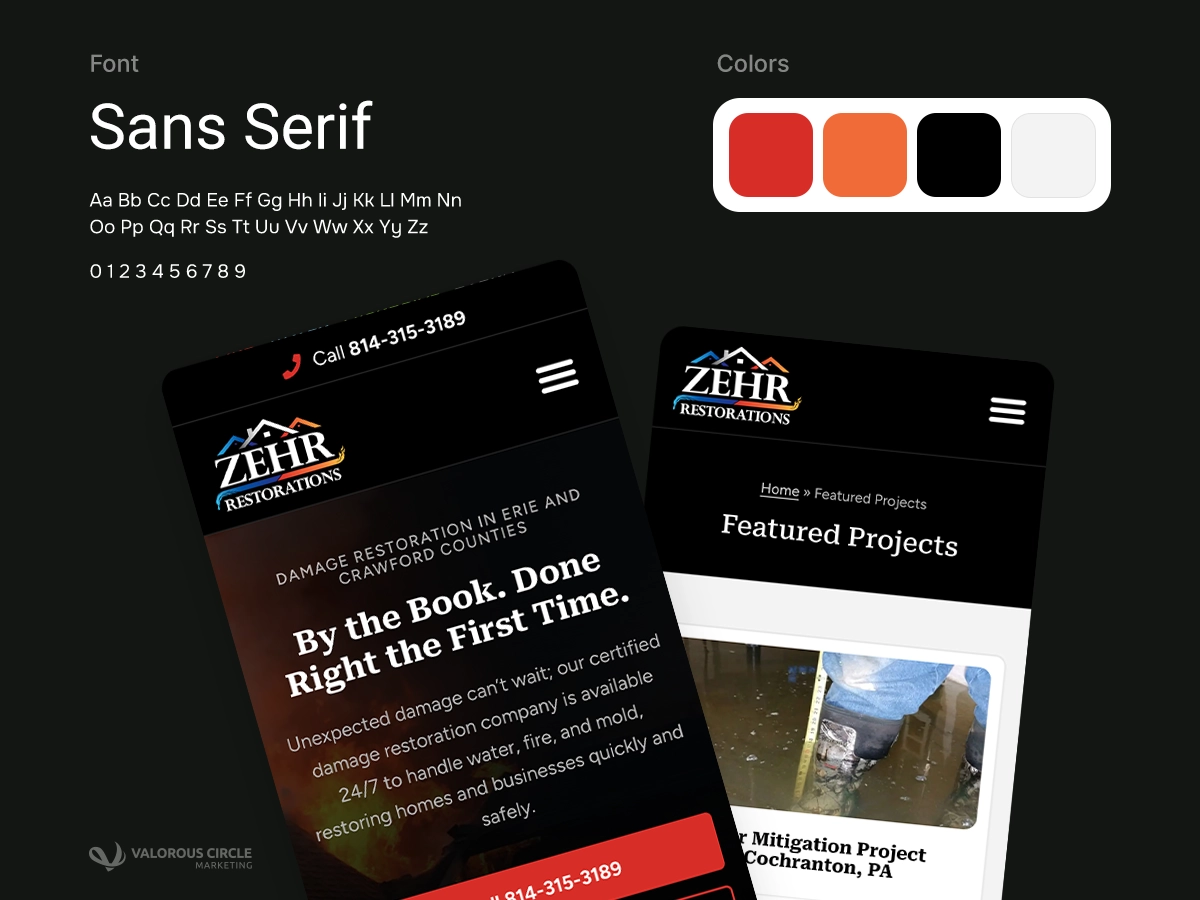 Mobile mockups of client's website