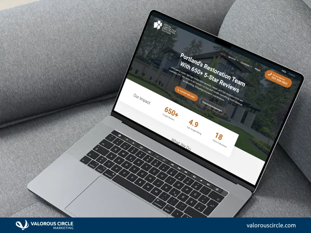 Website open on laptop