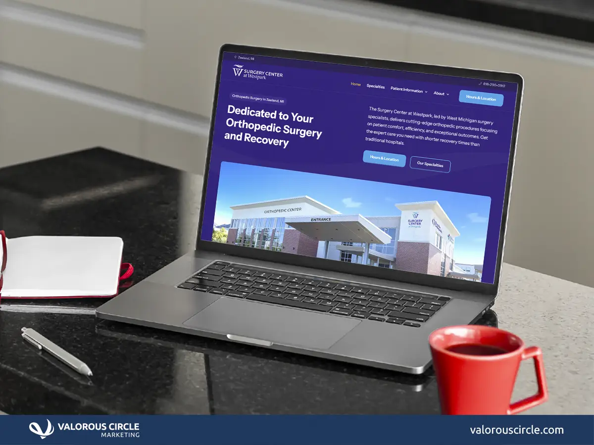 Website pulled up on laptop